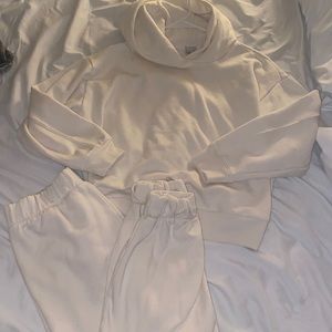 cream hoodie + sweats